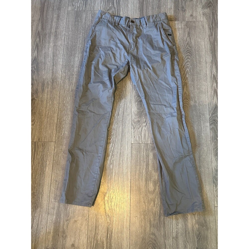 Vissla Border Straight Leg Gray Flat Front Chino Mens Pants Size 32
